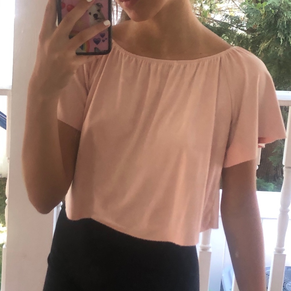 pinkish off the shoulder top